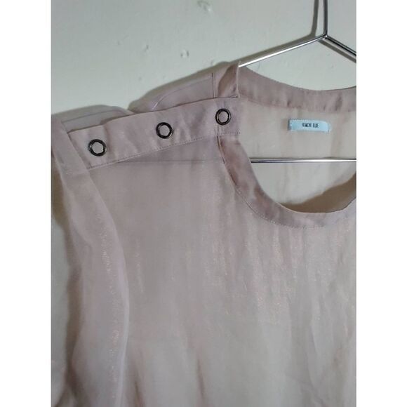 KIMCHI BLUE Free Size Small Ruffle Top Sheer Pale Pink - Picture 4 of 6